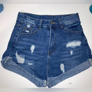 Shein curvy jean shorts with small rips